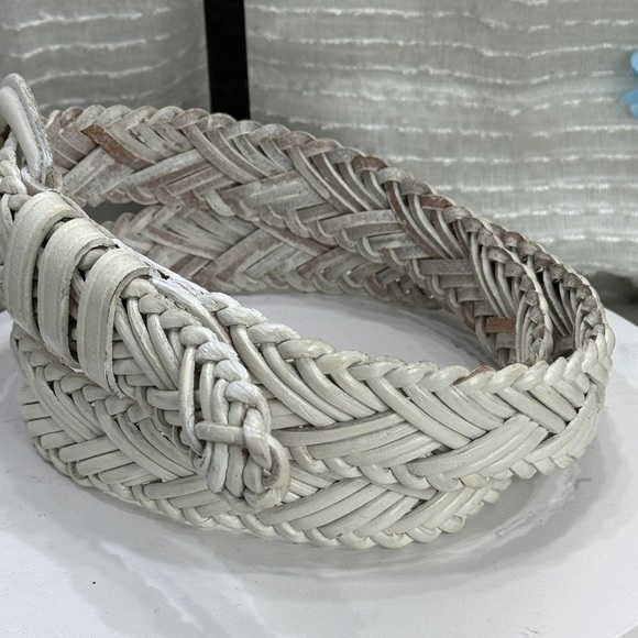 (H) Vintage woven leather belt, women's size L - Picture 2 of 11
